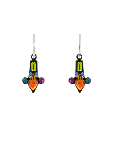 E400-MC Mondern Fleur de Lyss Earrings-Multicolor
