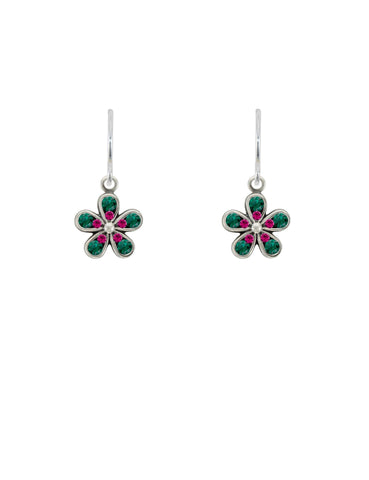 E401-EM Petite Fleur Earrings-Emerald
