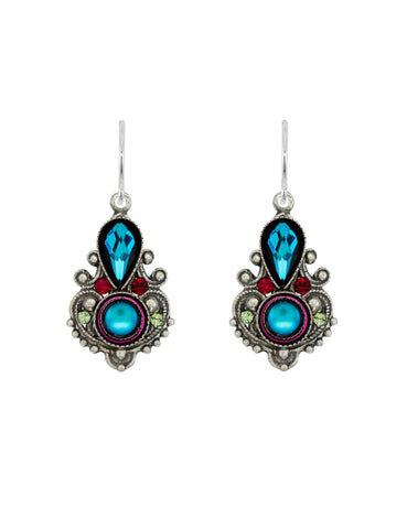 E404-BB Exclamation Point Fancy Earrings-Bermuda Blue
