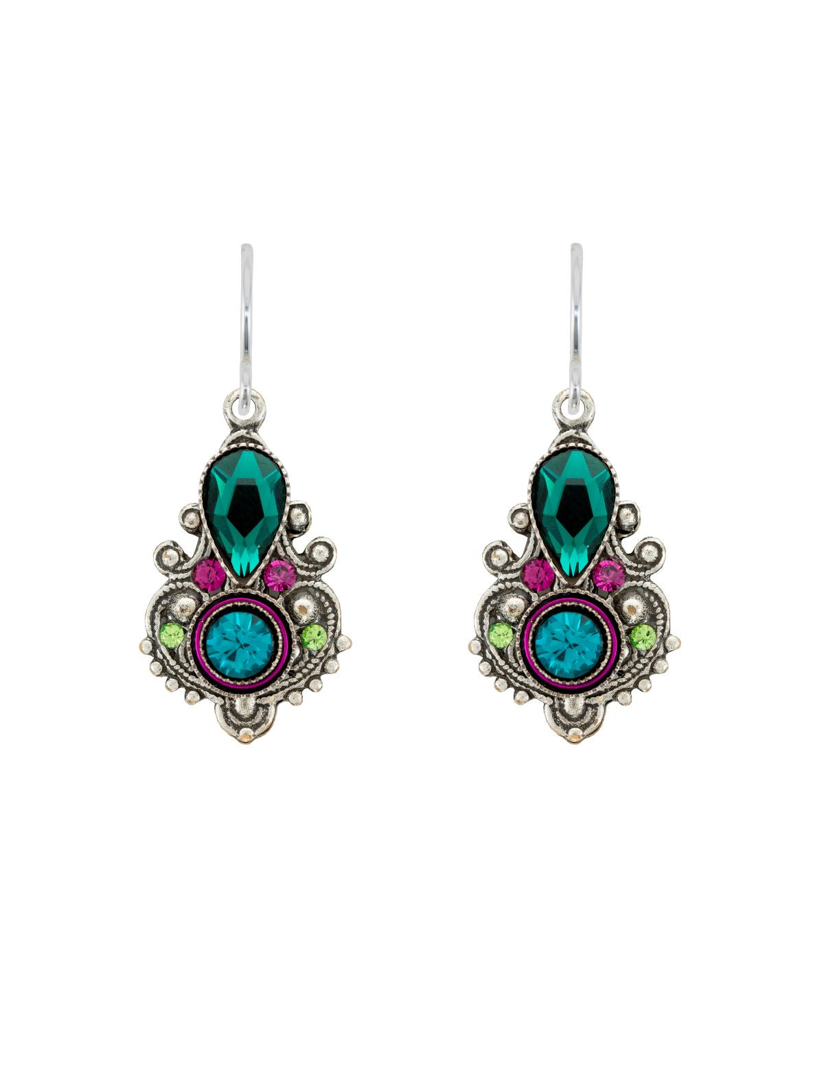 E404-EM Exclamation Point Fancy Earrings-Emerald