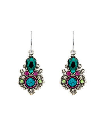 E404-EM Exclamation Point Fancy Earrings-Emerald
