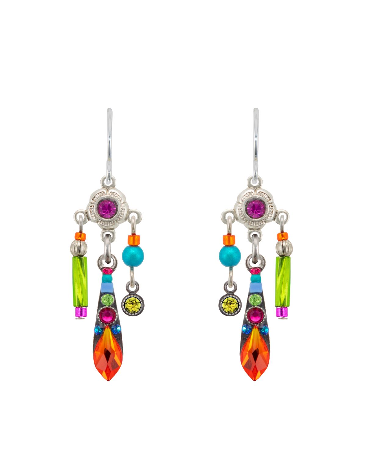 E405-MC Petite Drop Earrings-Multicolor