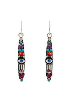 E406-MC Skinny Talisman Earrings-Multicolor