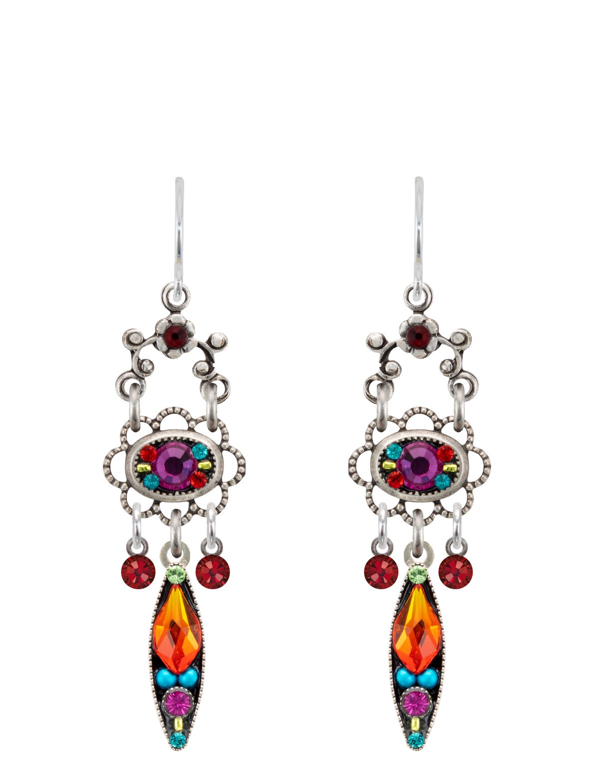 E409-MC Mini Chandelier Earrings-Multicolor