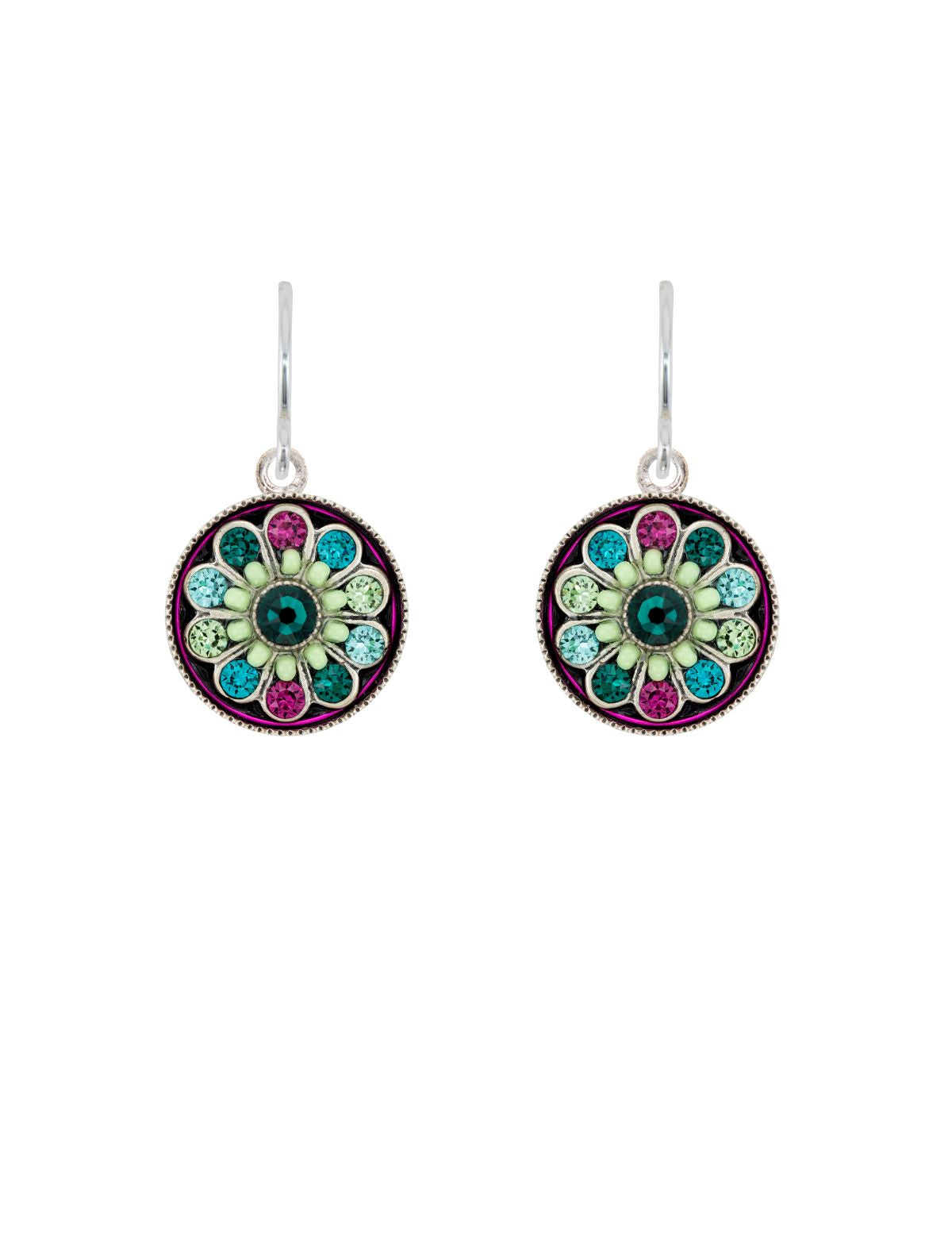 E412-EM Flower Earrings-Emerald