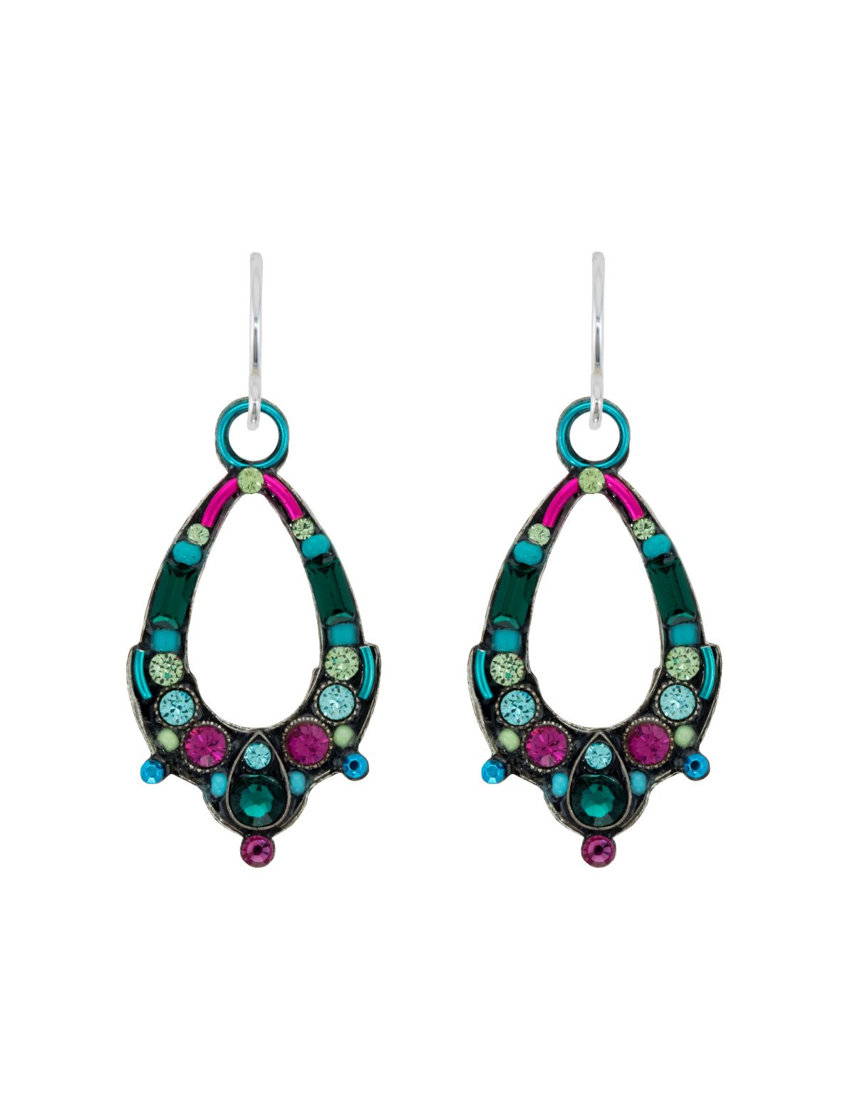 E414-EM Oval Hoop Earrings-Emerald