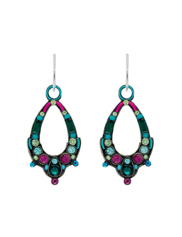 E414-EM Oval Hoop Earrings-Emerald
