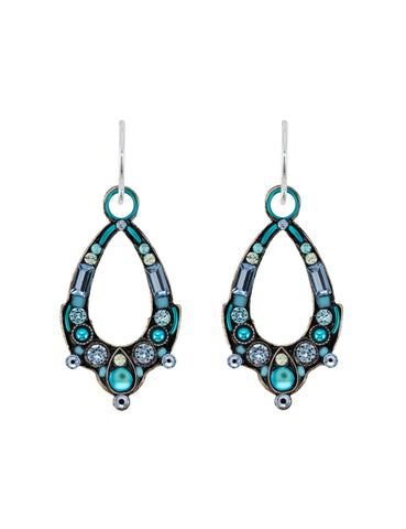 E414-LB Moonlight Oval Hoop Earrings-Light Blue