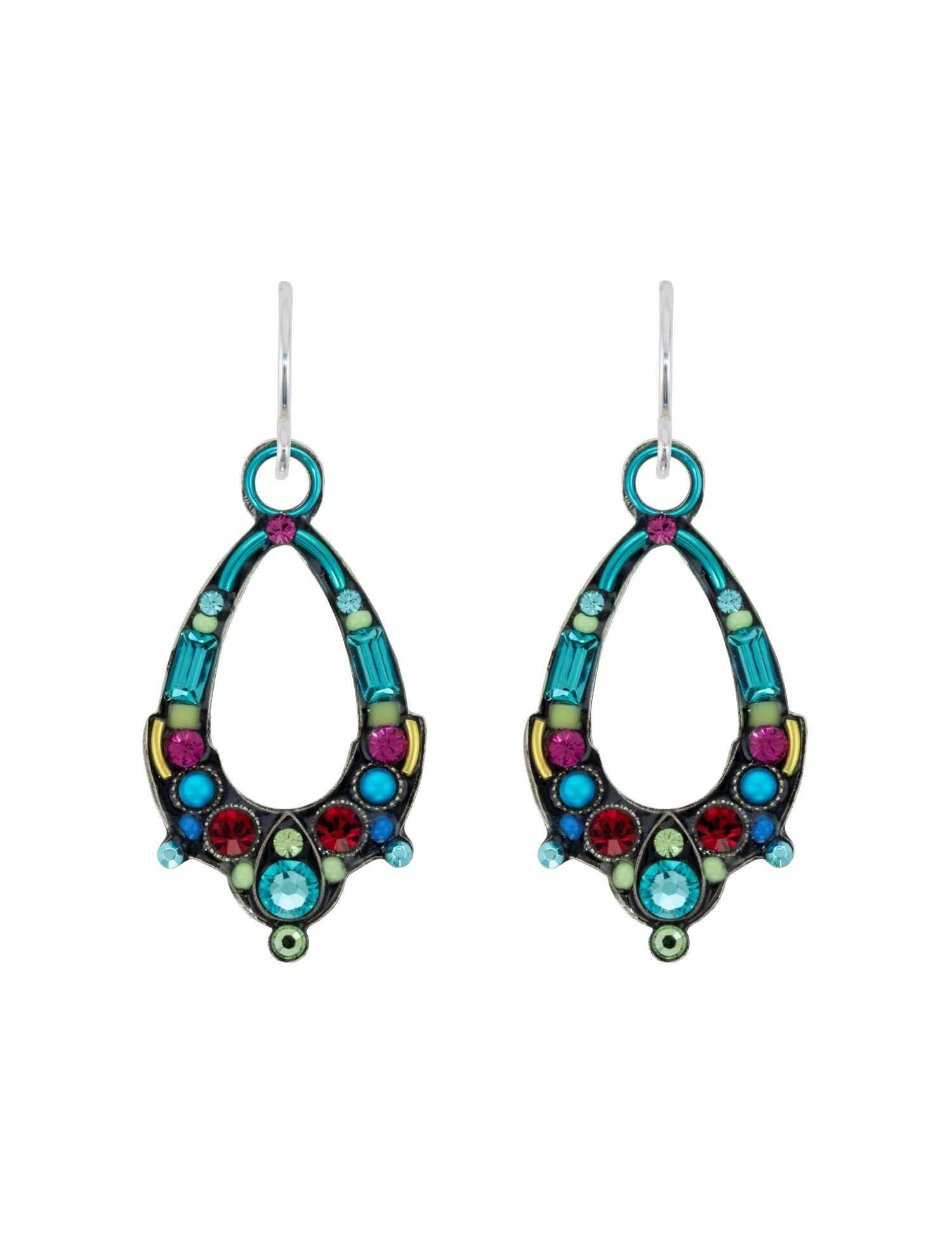 E414-LT Oval Hoop Earrings-Light Turquoise