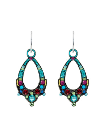 E414-LT Oval Hoop Earrings-Light Turquoise