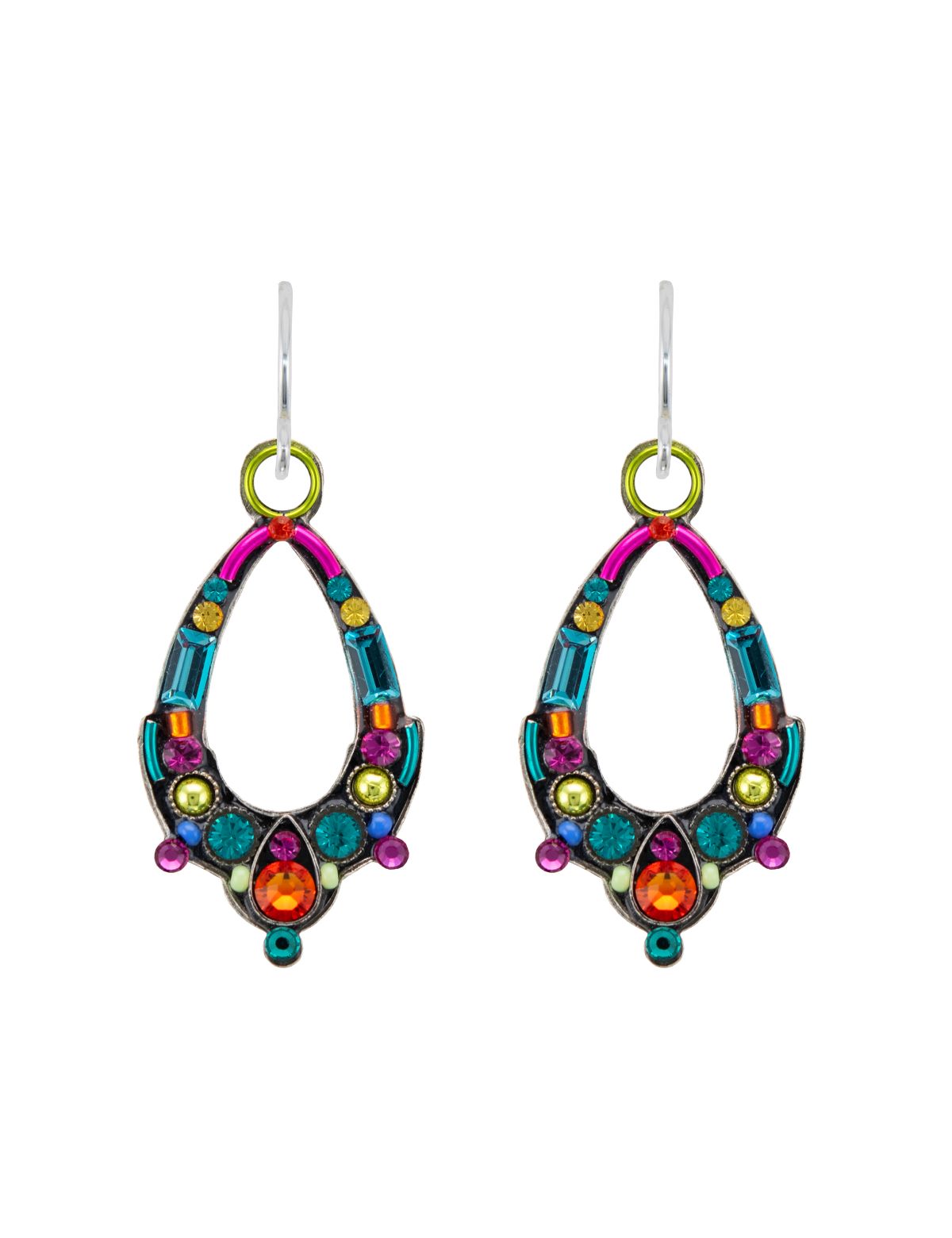 E414-MC Oval Hoop Earrings-Multicolor