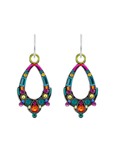 E414-MC Oval Hoop Earrings-Multicolor