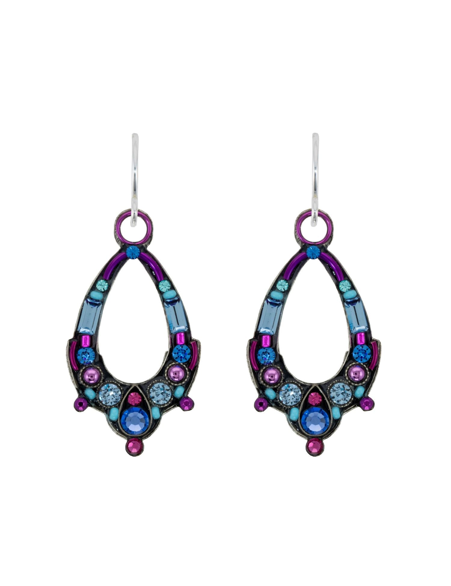 E414-SAP Oval Hoop Earrings-Sapphire