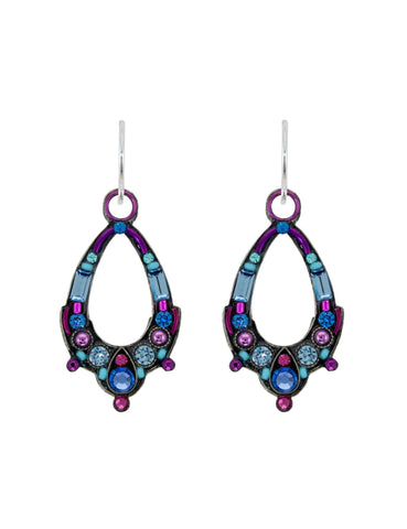 E414-SAP Oval Hoop Earrings-Sapphire