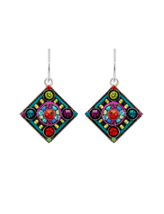 E416-MC Diamond Shaped Earrings-Multicolor