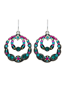 E419-EM Scalloped Hoop Earrings-Emerald