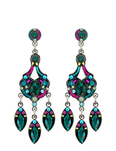 E422P-EM Chandelier Earrings w/Post-Emerald