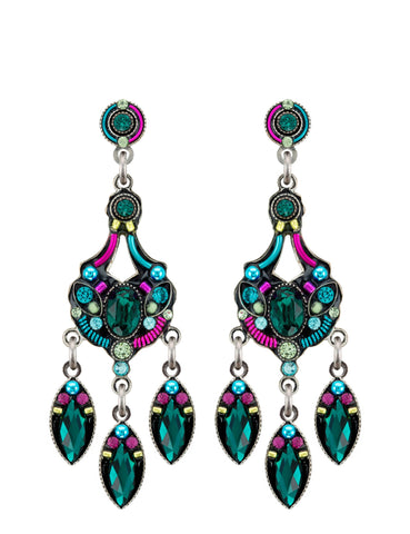 E422P-EM Chandelier Earrings w/Post-Emerald
