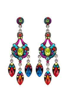 E422P-MC Chandelier Earrings w/Post-Multicolor