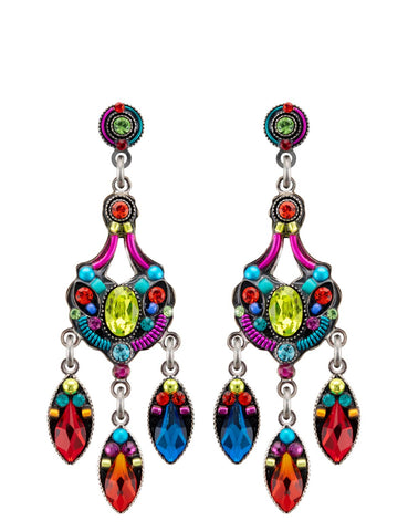 E422P-MC Chandelier Earrings w/Post-Multicolor