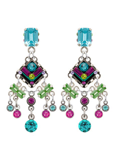 E427P-MC Architectural Elaborate Earring w/Post-Multicolor