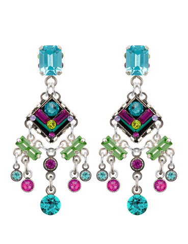 E427P-MC Architectural Elaborate Earring w/Post-Multicolor