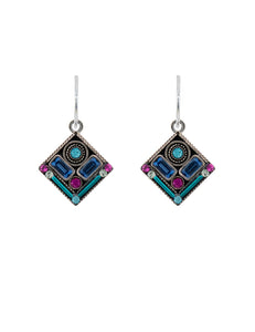 E429-LB Architectural Diamond Earrings-Light Blue