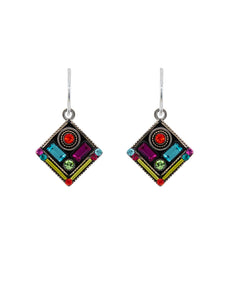 E429-MC Architectural Diamond Earring - Multicolor