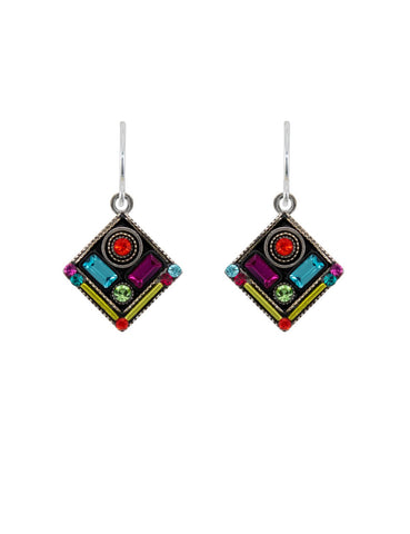 E429-MC Architectural Diamond Earring - Multicolor