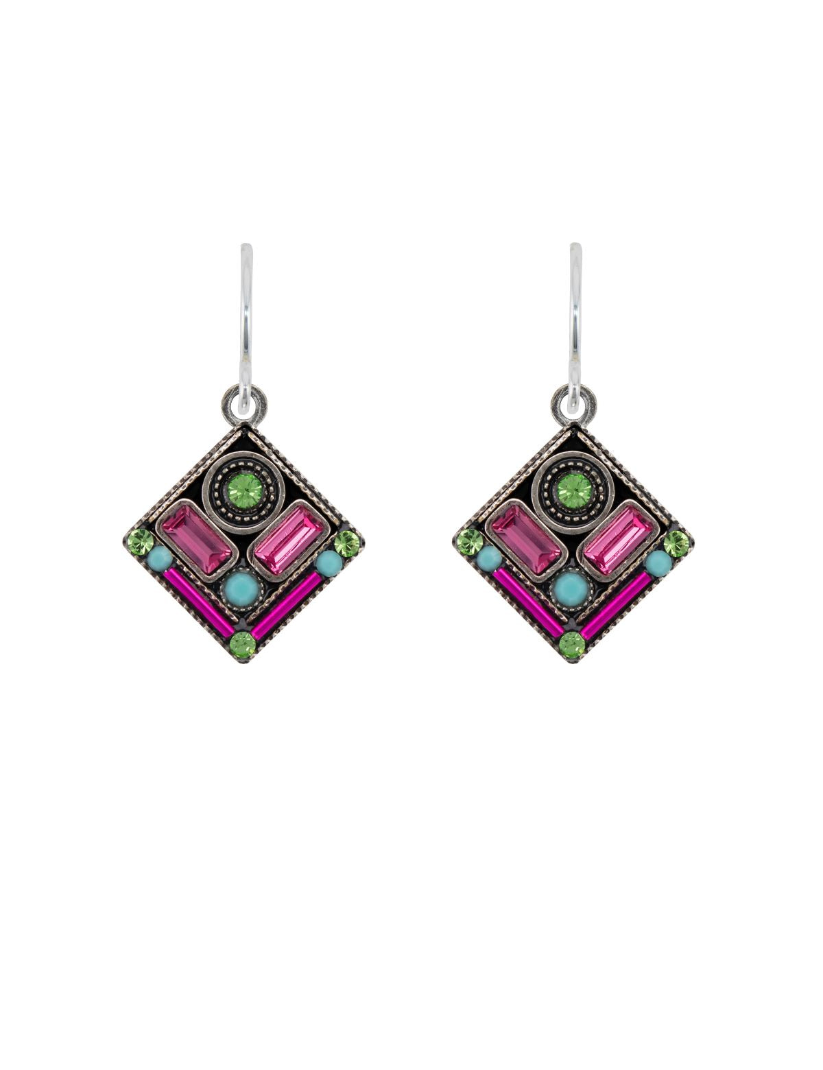 E429-ROSE Architectural Diamond Earrings-Rose
