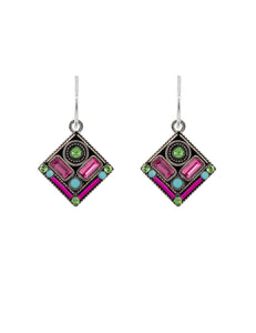 E429-ROSE Architectural Diamond Earrings-Rose