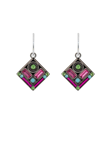 E429-ROSE Architectural Diamond Earrings-Rose