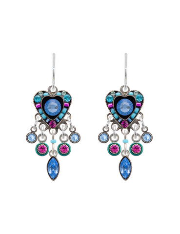 E430-LB Hearth w/Dangles Earrings-Light Blue