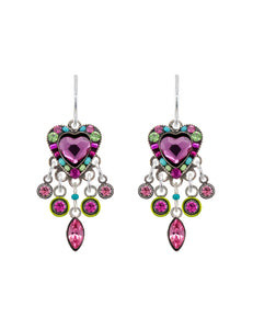 E430-ROSE Hearth w/Dangles Earrings-Rose