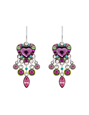 E430-ROSE Hearth w/Dangles Earrings-Rose