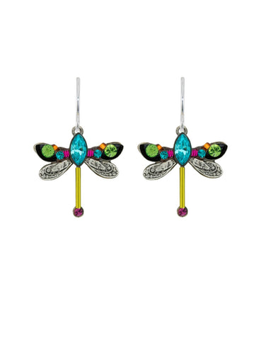 E431-MC Dragonfly Earring-Multicolor