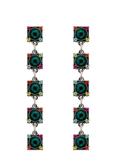 E455P-EM Rainbow Linear w/Post Earrings-Emerald