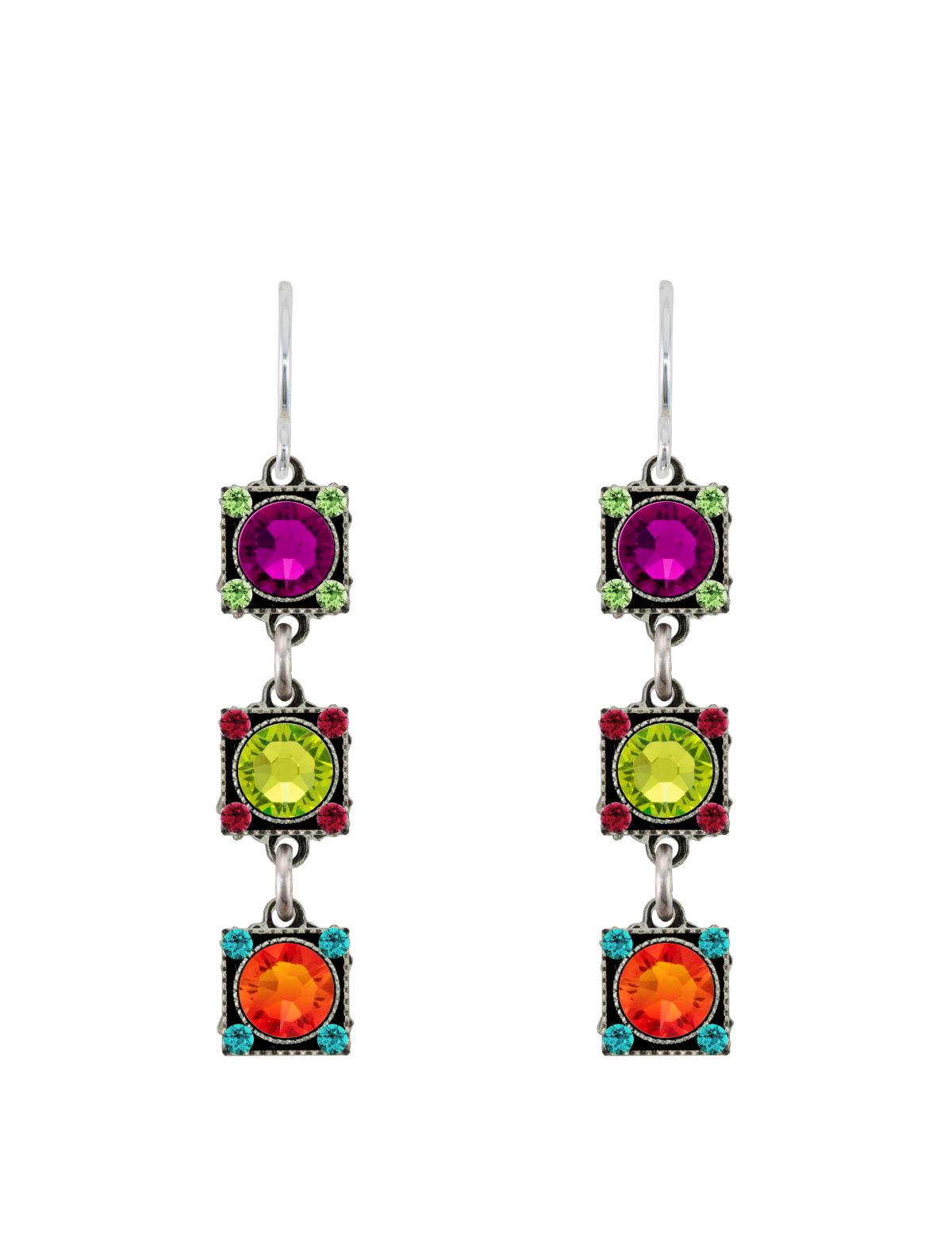 E456-MC Rainbow Linear Earrings-Multicolor