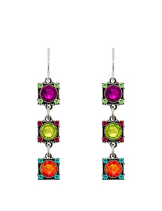 E456-MC Rainbow Linear Earrings-Multicolor