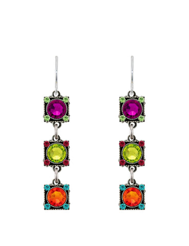 E456-MC Rainbow Linear Earrings-Multicolor