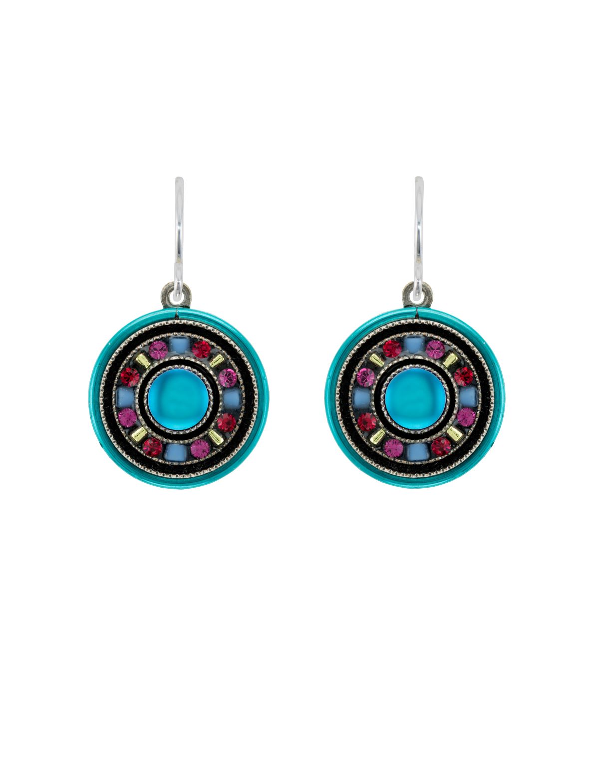 E477-BB Moonlight Single Circle Earrings- Bermuda Blue
