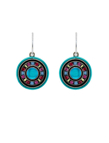 E477-BB Moonlight Single Circle Earrings- Bermuda Blue
