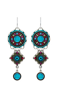 E478-BB Moonlight Long Circle Earrings- Bermuda Blue