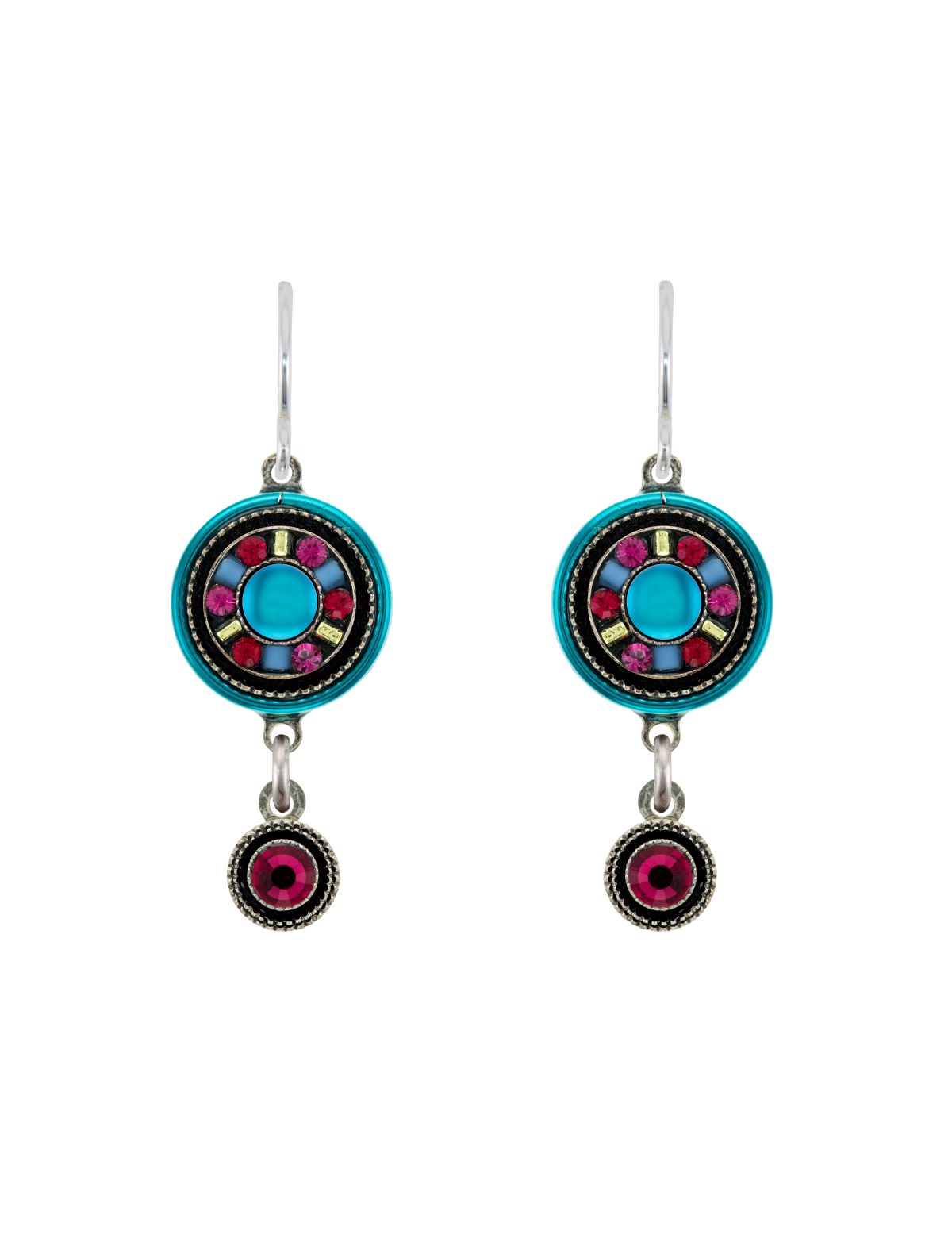 E479-BB Moonlight Single Circle Drop Earrings- Bermuda Blue