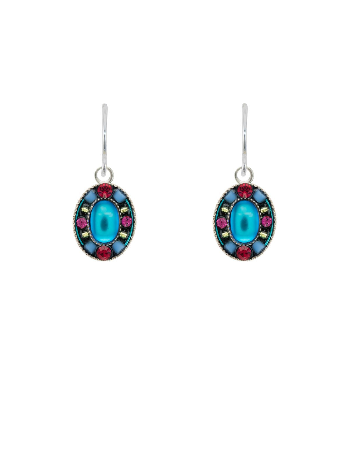 E480-BB Moonlight Single Oval Earrings- Bermuda Blue