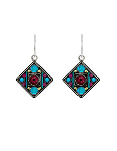 E482-BB Moonlight Diamond Shape Earrings- Bermuda Blue