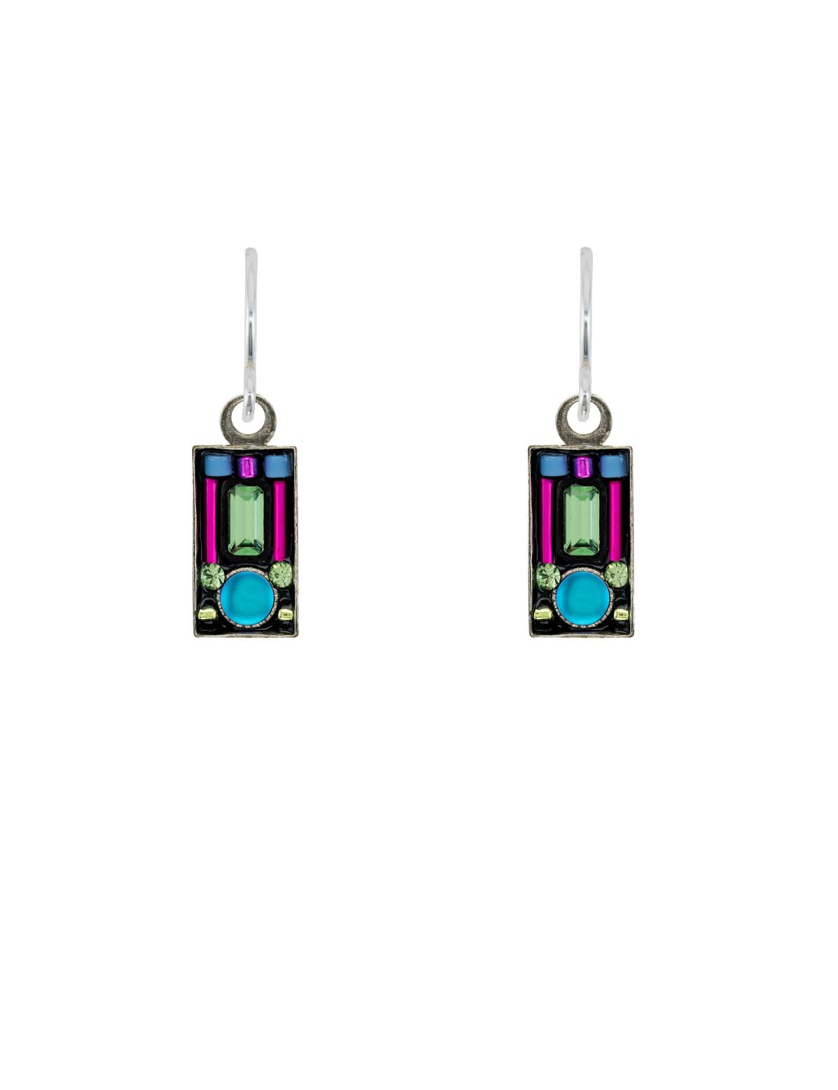 E487-BB Moonlight Sm. Rectangle Earrings- Bermuda Blue