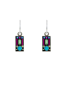 E487-BB Moonlight Sm. Rectangle Earrings- Bermuda Blue