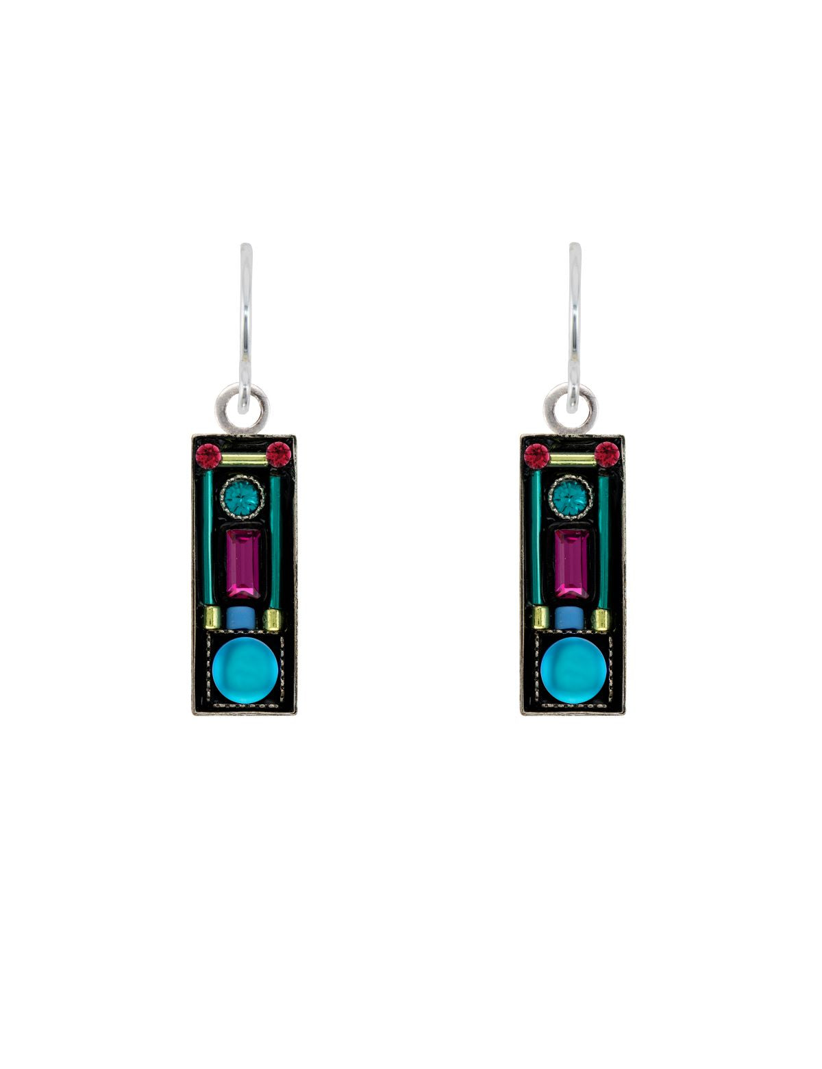 E488-BB Moonlight Med. Rectangle Earrings- Bermuda Blue