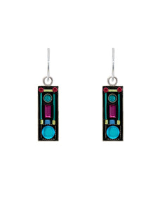 E488-BB Moonlight Med. Rectangle Earrings- Bermuda Blue